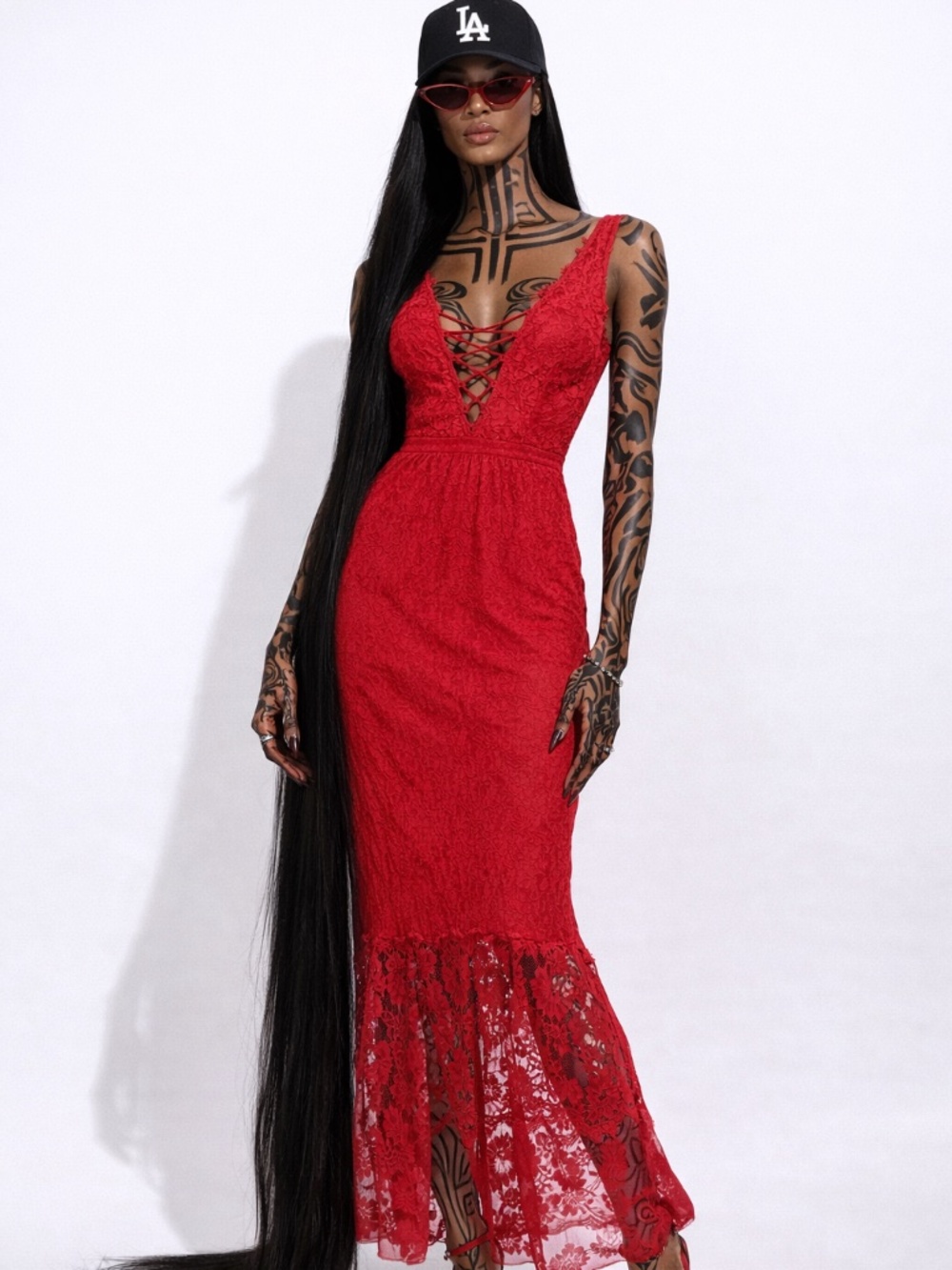 Red LACE Summer Maxi Dress